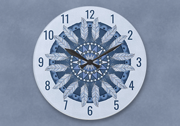 Blue Feather Mandala Clock
