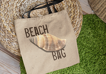 Brown and Tan Striped Conch Shell Tote Bag