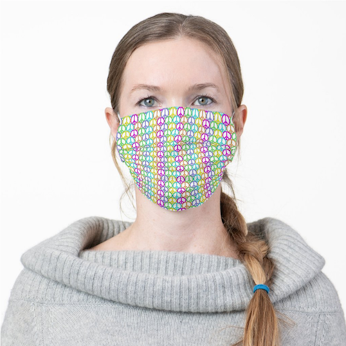 Colorful Peace Sign Pattern Face Mask - White background