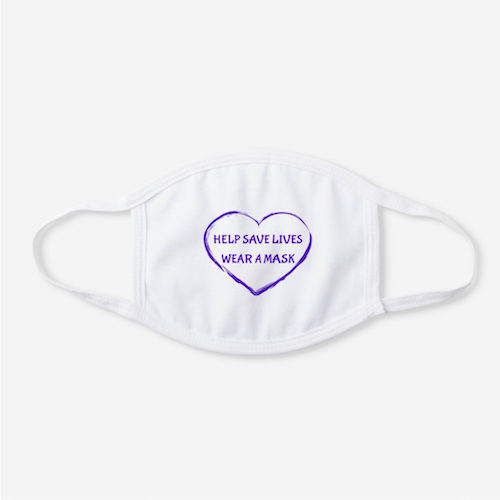 Help Save Lives Heart White Cotton Face Mask