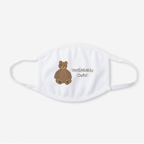Adorable Teddy Bear Personalizable White Cotton Face Mask