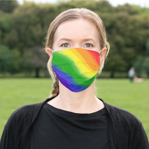 Bright Rainbow Stripes Watercolor Face Mask