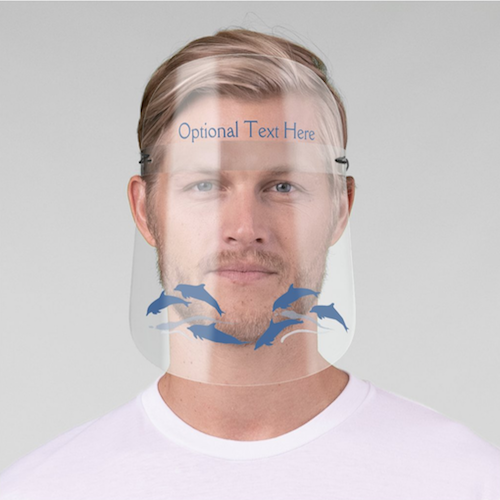 Blue Dolphins at Play Silhouettes Face Shield - Personalizable