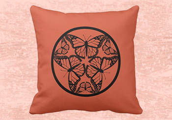Monarch Butterflies - Wildlife Circle Series Square Throw Pillow