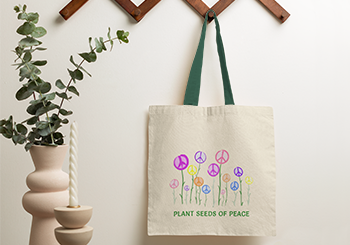Peace Sign Flowers Tote Bag
