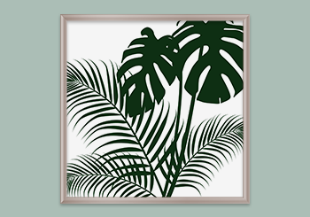 Tropical Leaves 1 Dark Green on White Modern Art Print