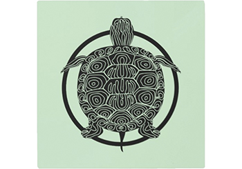 Map Turtle Drawing - Wildlife Circle Series Metal Print